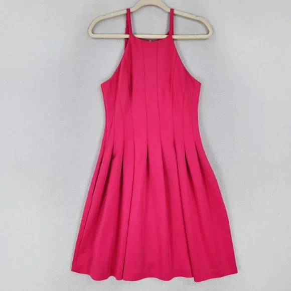 Calvin Klein | Dresses | Calvin Klein Dress Womens 4 Pink Pleated A Ling  Halter Knee Length Cocktail | Poshmark